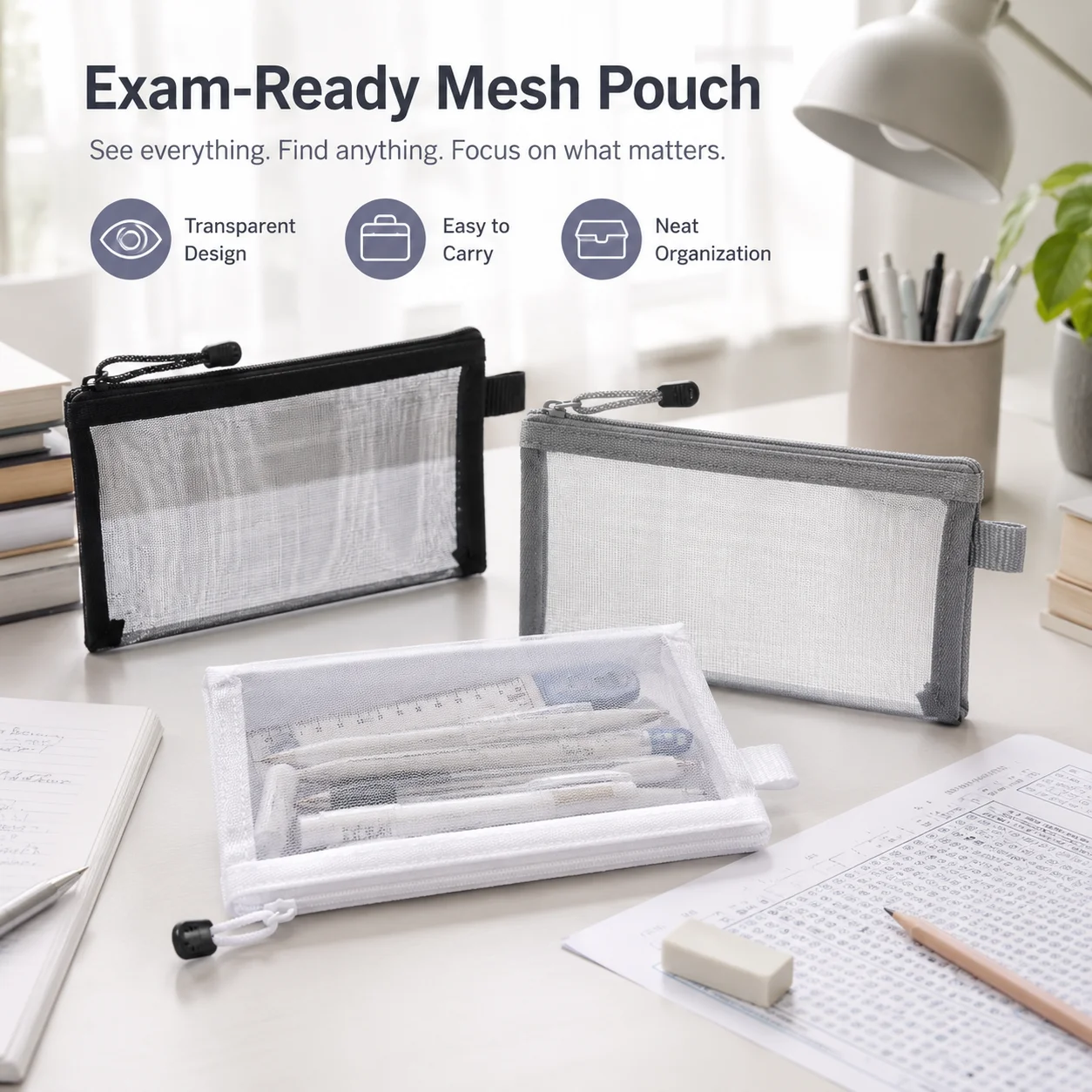 Estuche Transparente para Lápi - Clear Mesh Pencil Pouch For Exam reseña y precio